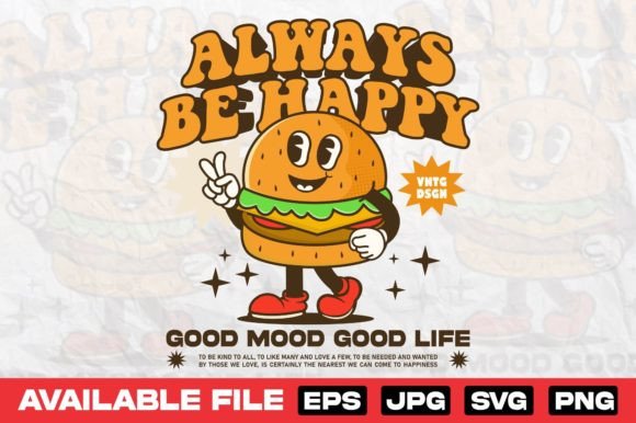 A Cheerful Retro Mascot: The Vintage Burger Cartoon Character Design
